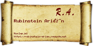 Rubinstein Arián névjegykártya